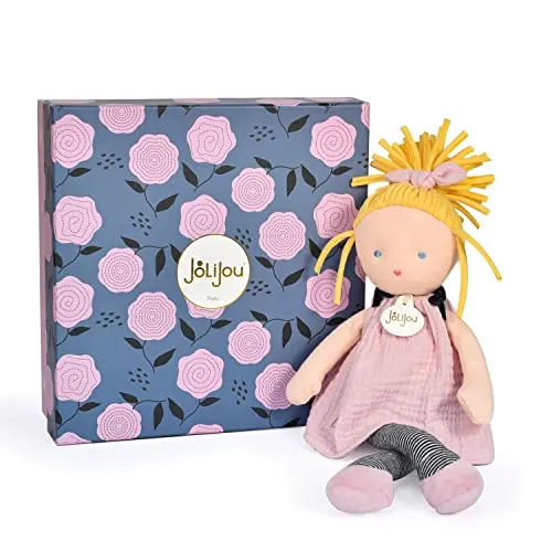 Stoffpuppe Inčs 30cm - Süße Begleiterin - Puppen - Süsse Stoffpuppe mit blondem Haar und rosa Kleid, perfekt als Geschenk zur Geburt. Praktisch in der Maschinenwäsche bei 30° und kommt im schönen Geschenkkarton.