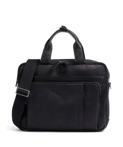 Strellson Brick Lane Charles Briefbag MHZ Schwarz - Aktentasche aus hochwertigem, weichem Rindleder, mit A4-kompatiblen Fächern, Laptop- und Tabletfach sowie praktischem Aufstecksystem für Trolleys.