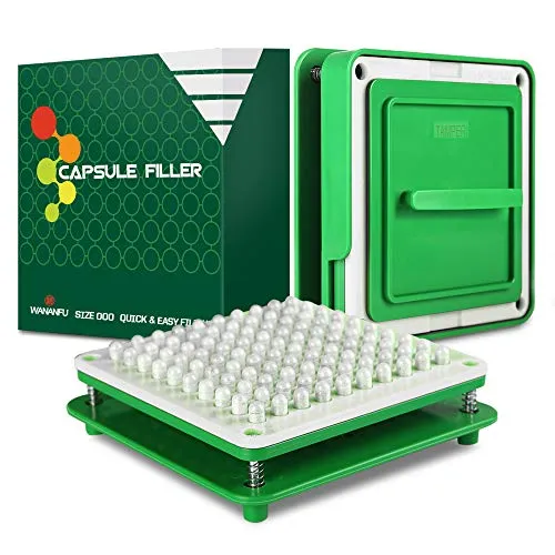 WANANFU Kapselfüller 000 - Effiziente Kapselfüllmaschine für Gelatine und vegetarische Kapseln - Tablettenteiler & Mörser: Befüllen Sie 100 Kapseln der Größe 000 in Minuten und sparen Sie Zeit und Geld mit unserer benutzerfreundlichen Kapselmaschine.