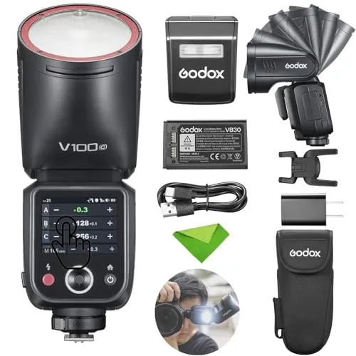 GODOX V100 N Kamera Blitz, V100N 100W Blitzgeräte,TTL HSS 1/8000s Speedlite | Kompatibel mit Nikon Z6III Z8 Z5 Z50II Z50 Zfc Z6II Z30 Z6 Z50II Z7II Z8 Z9 and D3500 D850 D7500 D5600 D750