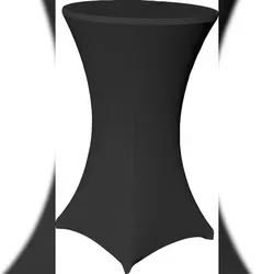 EXKLUSIV HEIMTEXTIL Stehtischhusse Stretch Schwarz - Elastische Stehtischhusse für Bistrotische mit 4 Fußlaschen, pflegeleicht und bügelfrei, ideal für Events und Partys.