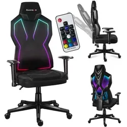 huzaro Combat 6.2 Black RGB - LED Gaming Stuhl mit verstellbarer Rückenlehne - Gaming-Zubehör mit RGB-LED-Beleuchtung, 140 kg belastbar und individuell anpassbar für maximalen Komfort beim Spielen.