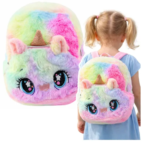 Kinderrucksack Plüsch Einhorn Regenbogen Bunt 20cm 3l