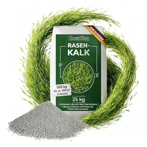 RasenHerz Rasenkalk 100 kg – Für einen dichten, grünen Rasen - Der RasenHerz Rasenkalk verbessert die Bodenqualität für einen gesunden Rasen. Mit 100% natürlichen Inhaltsstoffen unterstützt er die Pflege und sorgt für eine optimale Nährstoffversorgung.