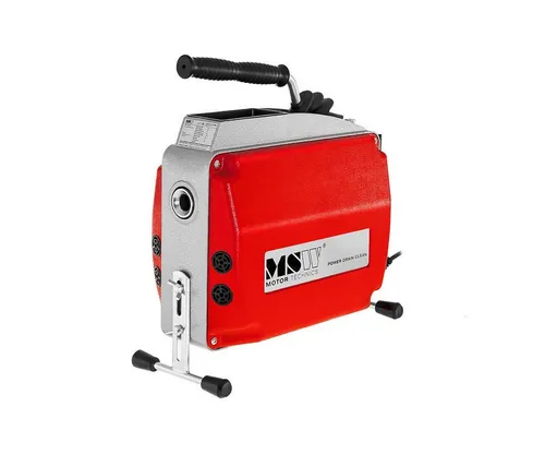 MSW Rohrreinigungsgerät 570 W - Reinigungssets für Rohre Ø 20-150 mm, leistungsstarker 570-W-Motor mit 400 U/min für effektive Verstopfungsbekämpfung und umfangreiches Zubehör.