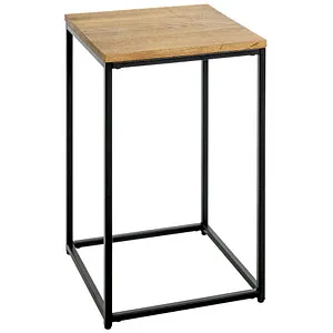 Haku-Möbel Beistelltisch 37335 - Quadratischer Massivholz Tisch in Eiche, stabile Stahlrohrkonstruktion für hohe Standfestigkeit