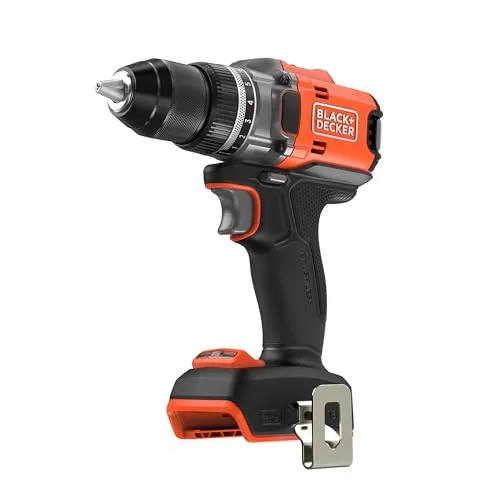BLACK+DECKER 18V Akku-Bürstenloser Bohrschrauber, Leistungsstarkes 50Nm Drehmoment, 13mm Schlüsselloses Bohrfutter, 2-Gang-Getriebe, LED-Arbeitsleuchte, Ohne Akku und Ladegerät, BLD682XN-XJ