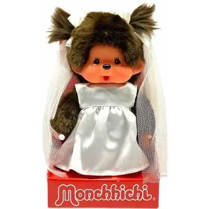 Monchhichi Plüschfigur Braut Mädchen - 20 cm, süße Hochzeits-Puppe mit buntem Schleier, ideal für Kinder ab 2 Jahren