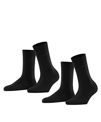 ESPRIT Damen Socken Basic Easy Multipack W So Baumwolle einfarbig 2 Paar, Schwarz Black 3000, 35-38
