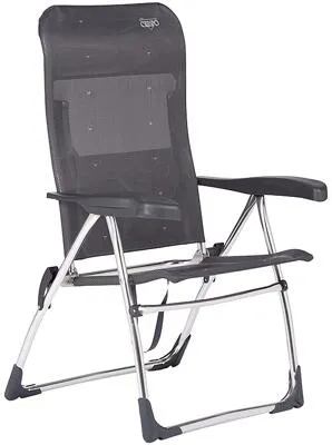 Crespo AL/206 Klappstuhl, dunkelgrau - Camping-Möbel, luxuriöser 7-fach verstellbarer Klappstuhl mit Stabilisatoren für optimalen Halt – perfekt für Strand, Zelt oder unterwegs.