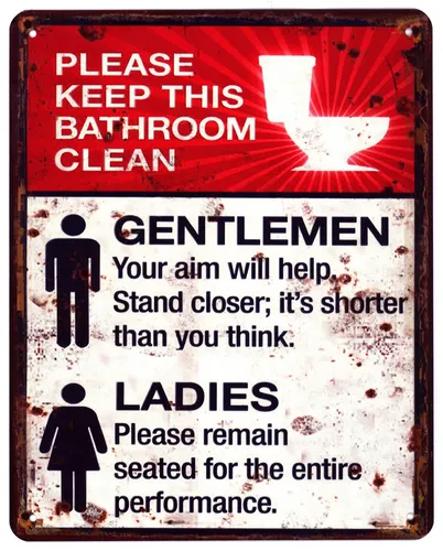 Blechschild Keep Bathroom Clean Sauber halten Deko Schild mit Aufschrift 20 x 25