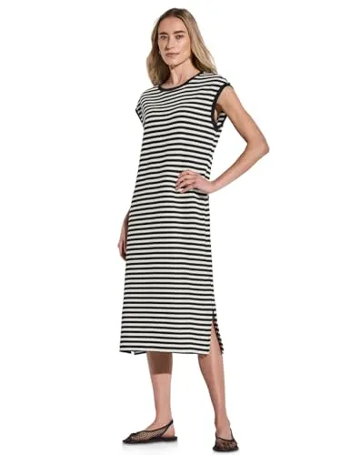 STREET ONE Damen A144443 Gestreiftes Kleid, Black, 40 in schwarz von Street One