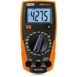 HT-Instruments Multimeter HT25N - Digital RMS Messgerät - Elektrische Messgeräte mit großem beleuchtetem Display, ideal für präzise Messungen von Spannung, Strom und Widerstand bis 600 V und 10 A.