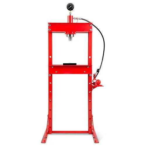 EBERTH Hydraulikpresse 20T - Zylinder für präzise Pressarbeiten mit 20T Presskraft, inklusive Manometer und 8-fach verstellbarem Presstisch für optimale Anpassung.