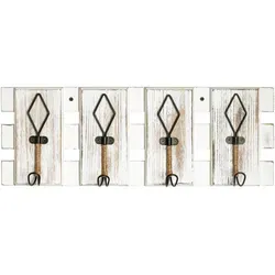 Xxxl Hakenleiste Schwarz & Weiß – Vintage-Design - Garderoben Hakenleiste aus Metall und Holzwerkstoff, ideal für stilvolle Ordnung im Eingangsbereich mit 4 Haken für Halstücher und mehr.