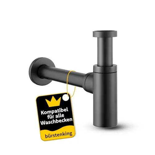 Bürstenking Universal Design Siphon, für Waschbecken und Waschtisch, einfache Montage und Reinigung, 1 1/4