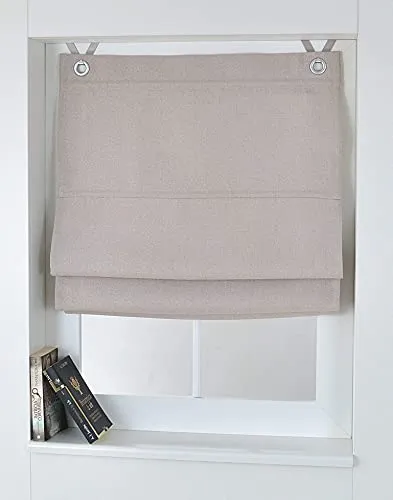 Kutti Raffrollo Dimout 80x130 cm - Rollos, freihängend und ohne Bohren, bietet effektiven Lichtschutz mit einem eleganten, glatten Design in Beige.