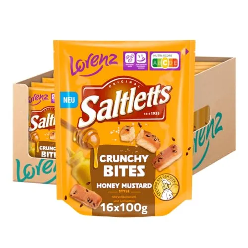 Saltletts Crunchy Bites Honey Mustard 100 g, 16er Pack von Lorenz Snack World