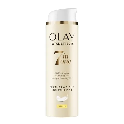 Olay Crema Hidratante - 50 ml, bekämpft sieben Zeichen des Alterns für strahlende Haut und bietet LSF 15 Schutz