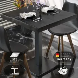 PMD Bistro Baumkanten Tisch - Quadratisch 60x60 cm in Wenge Schwarz - Bürostühle: Moderner Bistrotisch mit stabiler Eichenholzplatte und pulverbeschichtetem Stahlgestell für lange Haltbarkeit und urbanen Stil.