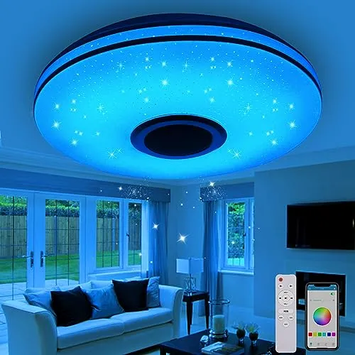 Gindoly 36W LED Deckenleuchte mit Bluetooth Lautsprecher in blau von Gindoly