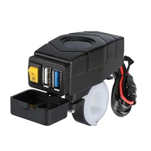 Evenden C1FB 20–80 V E-Bike-Lenker-USB-Ladegerät, 24 V, 36 V, 48 V, 60 V, QC3.0-Schnellladeadapter (Blaues Licht), Langlebig