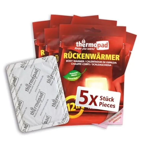 THERMOPAD Rückenwärmer – DAS ORIGINAL: 5 x Wärmepads für 12 Stunden Wärme I Sofort einsatzbereite Pads I Extra warme Wärmekissen-Pads, auch geeignet als Nackenwärmer, Schulterwärmer & Nierenwärmer