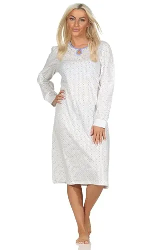 Normann Damen Langarm Nachthemd in Blau, Größe 48-50 – Elegantes Design - Elegantes langarm Nachthemd in zeitloser Optik für optimalen Tragekomfort. Mit einer Länge von 105 cm und in verschiedenen Farben erhältlich. Qualität von Normann, einem deutschen Familienunternehmen mit Tradition seit 1903.