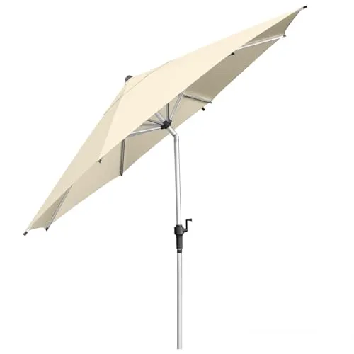 anndora Aluminium Sonnenschirm 350 cm mit Kurbelsystem und Kippfunktion - runder Sonnenschirm Knickschirm 3,5m Durchmesser - Farbe Natural