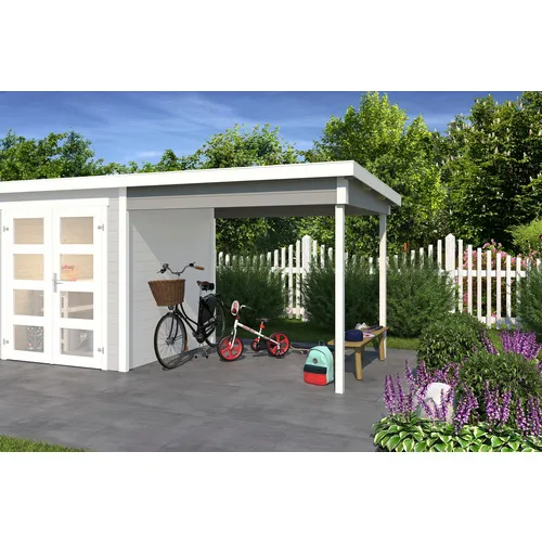 Anbaudach Outdoor Life Zambezi 250 x 200 cm lichtgrau - Gartenhäuser mit elegantem Anbaudach aus Holz, ideal für zusätzlichen Schutz und stilvolle Erweiterung Ihres Außenbereichs.