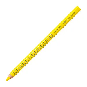 FABER-CASTELL 110907 - Buntstift Jumbo Grip, ergonomische Dreikantform für Kinder und hohe Bruchsicherheit in leuchtendem kadmiumgelb