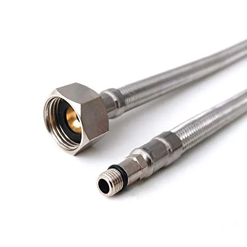 Xcel Home 2x M8 x 1/2 Flexible Wasserhahn Anschluss (500mm) | Paar Von BSP Monoblock-Mischbatterie-Flexi-Wasseranschluss | Rost- & Bleifreie Flexible Wasserhahnanschlüsse | Geflochtener Edelstahl