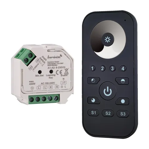 230V Funk Set: Dimm-Aktor + Hand-Fernbedienung Mini | iluminize