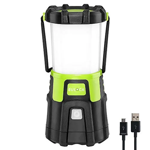 EULOCA Campinglampe 1200LM CREE LED wiederaufladbare wasserdicht Camping Laterne mit 4400 mAh Powerbank,4 Helligkeiten dimmbar, 10W Camping Licht Tragbar für Stromausfällen, Wandern, Notfall