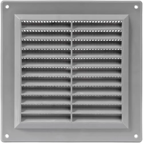 Vent Systems 150 x 150 mm Grau Quadratisch Lüftungsgitter, Kunststoff Abdeckung mit Insektenschutz, Mauerlüftung HVAC Luftauslass für Innen/Außen, Decken, Schuppen, Wohnwagen, Heimwerkerbedarf