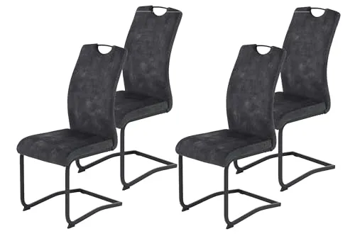 Hela Esszimmerstuhl Freischwinger Riga 4er Set – Velvet Anthrazit