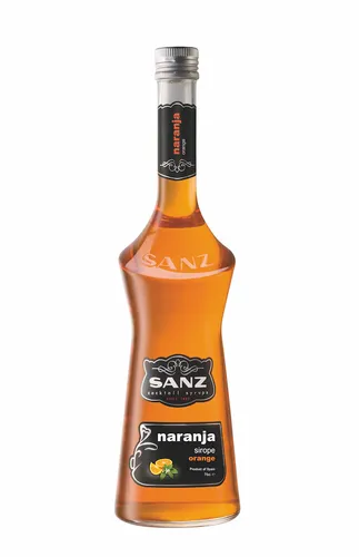 Orangen Sirup Sanz, Cocktail-Sirup aus 16% Orangensaft. 0,7L, alkoholfrei
