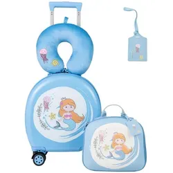COSTWAY Kinderkoffer, 4 Rollen, 4 TLG. 14”+10” 35L Kindertrolley, Handgepäck