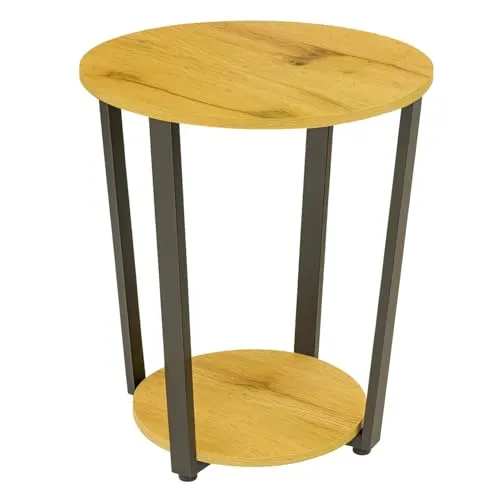 Begryf Couchtisch, Eiche Schwarz, Rund, Vintage, 46x52 cm, Wohnzimmer