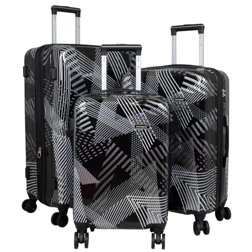 Trendyshop365 Koffer-Set 3-teilig Hartschale Ravenna mit Zahlenschloss - Koffer-Set in Schwarz mit robusten Polycarbonat-Schalen, 4 leichtgängigen Doppelrollen und integriertem Zahlenschloss für sicheres Reisen.