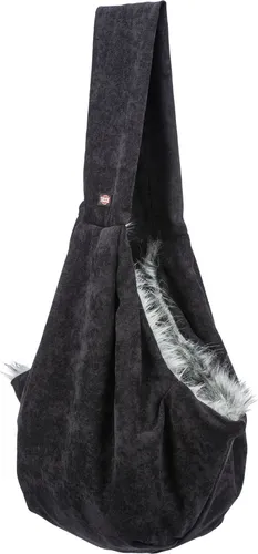 TRIXIE Tiertransporttasche Fronttasche Soft schwarz/grau für Katzen - Tier-Transporttaschen, komfortable und sichere Transportlösung mit praktischer Fronttasche für einfache Handhabung und zusätzlichen Stauraum.