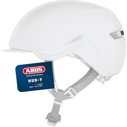 Abus Hud-Y Helm pure white L (57-61 cm) - Fahrradhelm mit leichtem Design und optimaler Belüftung, ideal für sicheres Fahren im urbanen Raum.