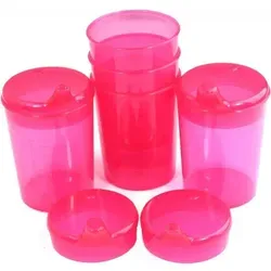 Medi-Inn Schnabelbecher 250 ml Praktisches Set: 5 Unterteile mit 10 Deckeln rot