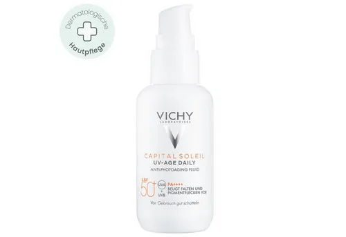 Vichy Sonnenschutzfluid Capital Soleil UV-Age Daily LSF 50+ 40 ml, LSF 50+ Anti-Aging Fluid mit Niacinamid & Peptiden