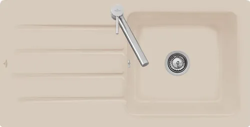 Villeroy & Boch Architectura 60 - 3360 01 AM Almond Keramikspüle - Elegante Einbauspüle in Almond mit Handbetätigung, ideal für Unterschränke ab 60 cm, Maße 100 x 51 cm, sorgt für zeitloses Design in Ihrer Küche.