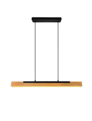 lightling Carola LED Pendelleuchte, 4-fach Touch Dimmer, höhenverstellbar bis max. 150 cm, Breite: 90 cm, Schwarz Matt Metall & Holz, max: 25W