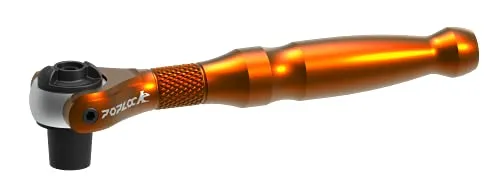 POPLOCK Drehkopf, 90-Zahn-Mini-Sechskant-Bit-Ratsche, 6,35 mm (1/4 Zoll), Aluminium, wendbar, 250-Grad-Schnellspann-Bit-Treiber, Drehknarre (Orange)