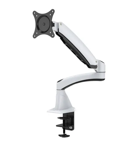 HFTEK Monitor-Halterung für 15-27 Zoll Bildschirme - Ergonomische Tischhalterung zur Verbesserung der Büroarbeit, schwenkbar und drehbar für flexibles Arbeiten, ideal für Home Office und Büro.