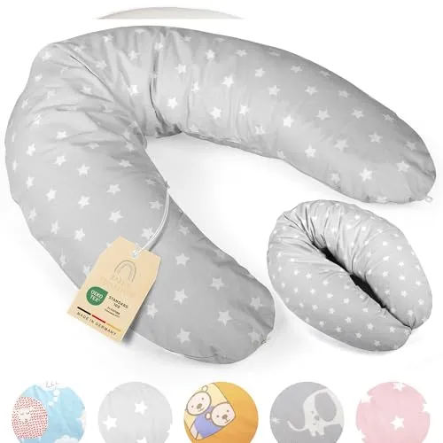 Baby's Stillkissen XXL - 190cm Schwangerschaftskissen mit Bezug - Geprüftes Schwangerschaft Kissen für Baby & Erwachsene - Kuscheliges Stillkissen Seitenschläferkissen & Lagerungskissen Erwachsene