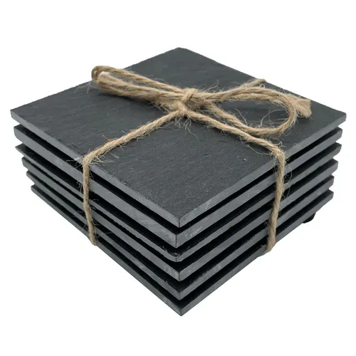 Stk Schiefer Untersetzer für Gläser Eckig Quadratisch Set Deko Grau 100% Natur 6